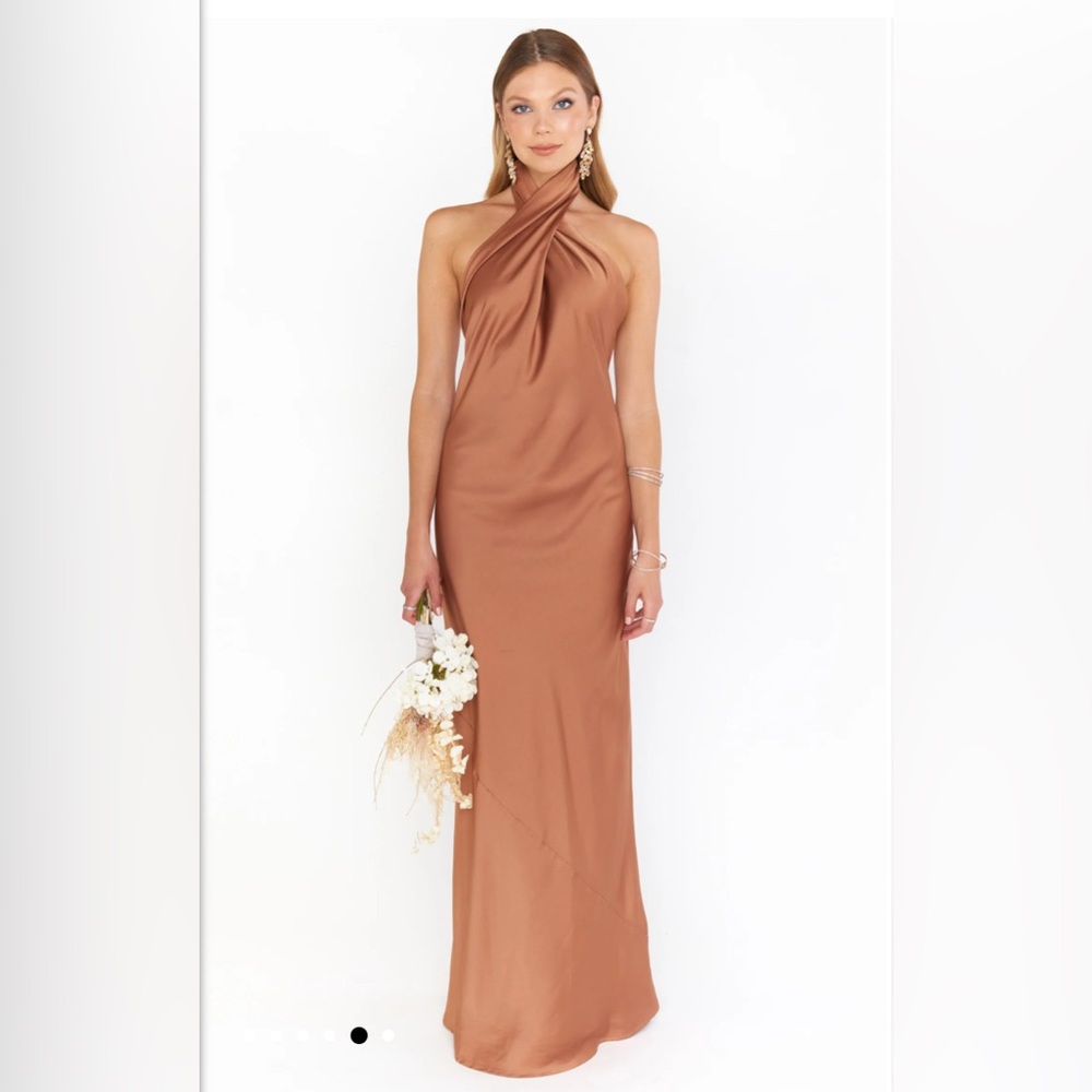Show Me Your Mumu MUMU Jasmine Maxi Elegant Copper Halter Neck Dress XS Formal